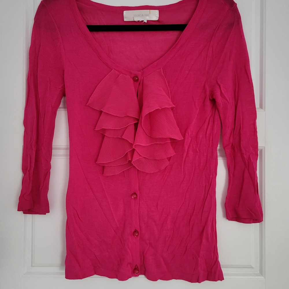 mac & jac Pink Ruffle Button-Down Blouse